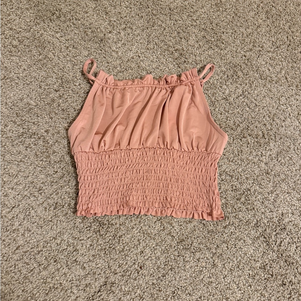 Urban Outfitters Blush Pink Smocked Crop Tank